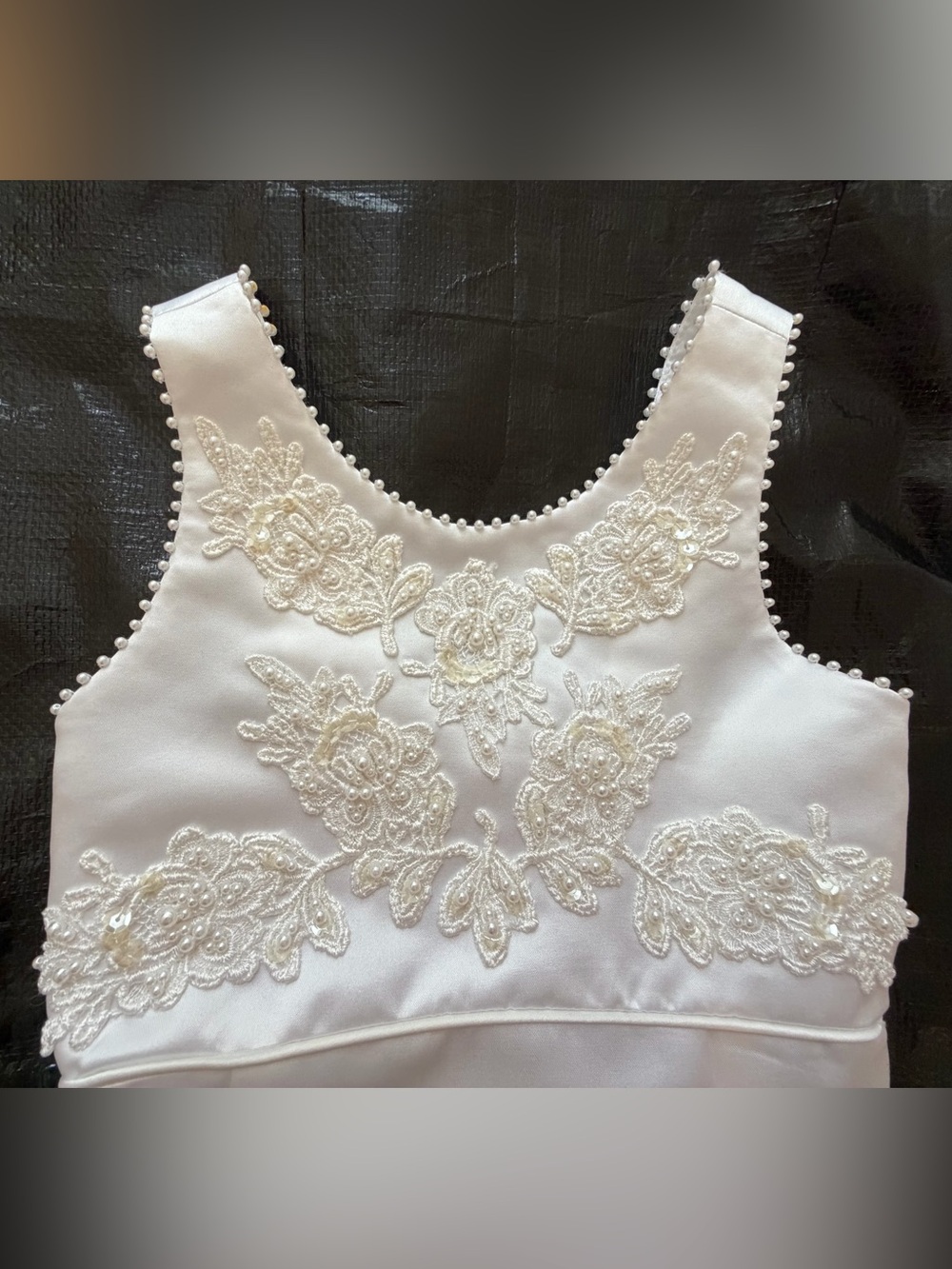 Flower-girl White Satin Bow Dress